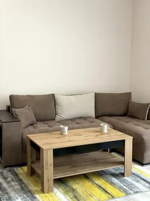 a living room with a couch and a coffee table at Katerina Apartments in Velingrad