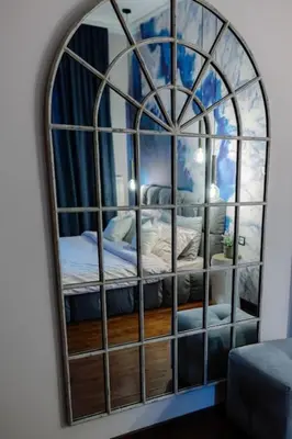 a large mirror in a room with a bed at Top Central Design, 2 Bedroom, NDK, FREE Secured parking in Sofia