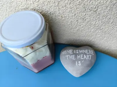 a small container of ice cream with a heart in it at Royal Blue River Pearl in Sandanski