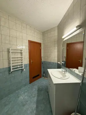 a bathroom with a sink and a mirror at Spacious studio sleeps 4 in Flora main building 706A in Borovets