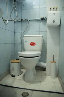 a bathroom with a white toilet in a room at The Cozy Corner in Sofia