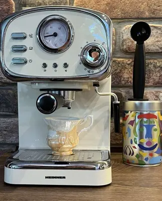 a coffee machine sitting on top of a table at River's house, free parking! in Sofia