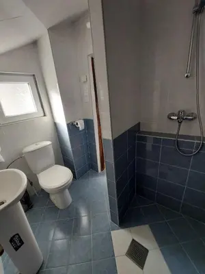 a bathroom with a toilet and a shower and a sink at Musala 1 Bed & Breakfast in Kyustendil