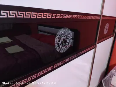 a drawer with a sticker on the bottom of a bed at Тристаен апартамент в центъра in Sofia