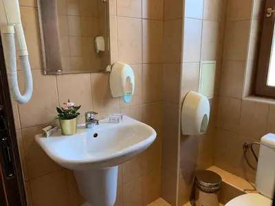 a bathroom with a sink and a toilet at Banderitsa Apartment 1 in Bansko