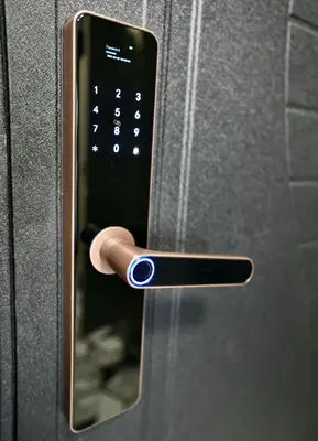 a close up of a door handle on a microwave at Lily's Studio 6 by Bulgarentals - Central Sofia in Sofia