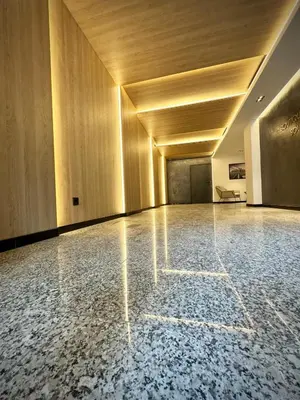 an empty room with a marble floor and wooden ceilings at City Modern & Classy Apartment for 4 Guests & Parking in Sofia