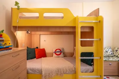 a bedroom with a bunk bed with a ladder at Premium comfy 2BDR Apt - Free Parking - Fast Wi-Fi in Sofia