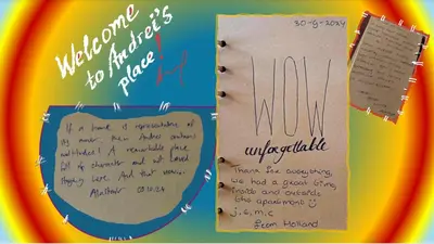 a piece of paper with writing on it next to a note at Top-Center BestView Apartment in Sofia