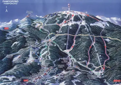 a map of a mountain with roads on it at Vadjo Apartments in Complex Stenata Pamporovo in Pamporovo