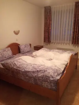 a bedroom with a large bed in a room at Скиелит 5 in Pamporovo
