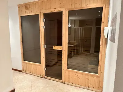a pair of glass doors in a room at St Ivan Rilski SPA Studio in Bansko