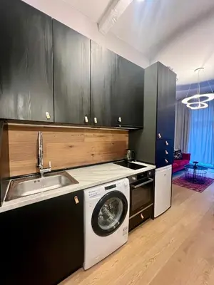 a kitchen with a washing machine and a sink at Flower house 9 in Sofia