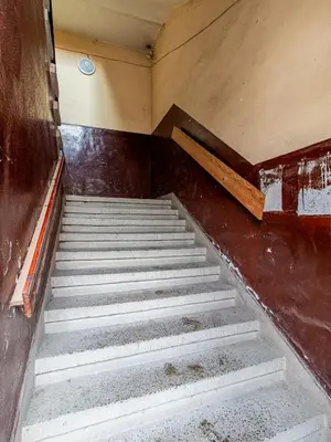a set of stairs in an old building at Serdika Loft - Central Sofia Studio in Sofia