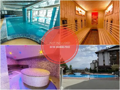 a collage of pictures of a pool and a building at Belvedere Holiday Club SPA&POOL Private Apartments in Bansko