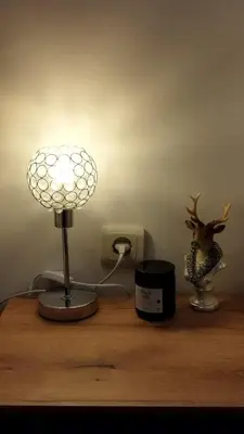 a lamp on a table next to a light switch at Elizi1winter apartments Pamporovo in Pamporovo