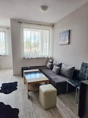 a living room with a couch and a table at Boutique Studio B37 in Borovets