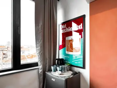 a room with a tv and a window and a table at 4 BDR 2 BTH Netflix Panorama Views in Sofia