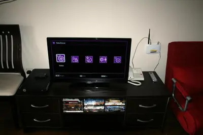 a computer monitor sitting on top of a desk at Bansko Ski Apartments in Bansko Royal Towers in Bansko