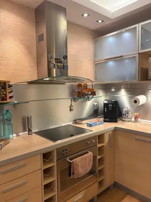 a kitchen with a sink and a counter top at Vitosha Sunrise in Sofia