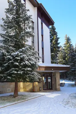 a large building with a tree in front of it at Sweet Apartment Flora Violet 3 in Borovets