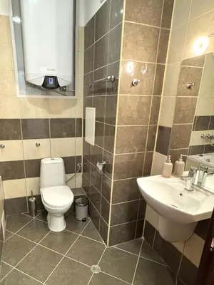 a bathroom with a toilet and a sink at Sweet Apartment Flora Violet 3 in Borovets