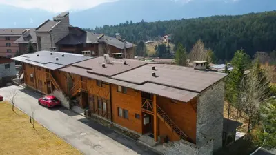 an overhead view of a large building with a roof at Vista Villa at Katarino SPA in Bansko