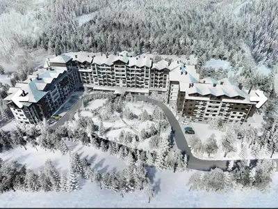 an aerial view of a resort in the snow at JESY apartment,Borovets Gardens in Borovets