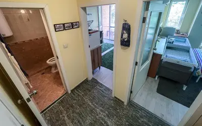 a bathroom with a sink and a toilet in a room at Private studio in the city center, close to subway, Medical University in Sofia