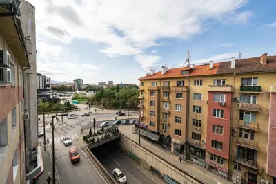 a view of a street in a city with buildings at Home Library in Sofia