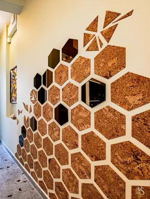 a room with a honeycomb pattern on the wall at Luxury And Spacious Apartment at the Hearth of the City in Sofia