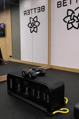 a room with a bunch of controllers on the floor at B1 Downtown Hotel, Sofia in Sofia