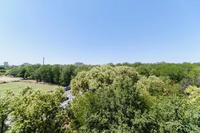 an overhead view of a park with trees at Lauta Forest 1-bedroom apartment in Plovdiv