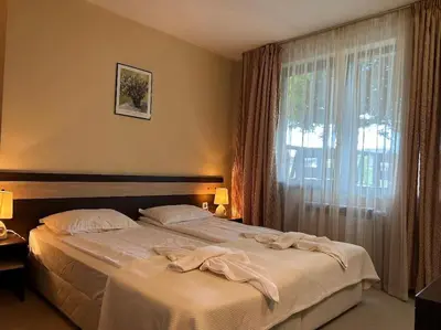 a bedroom with a large bed and a window at Dreamroom Bansko in Bansko