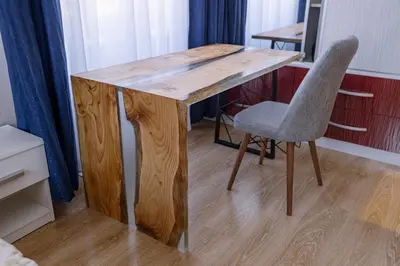 a wooden table with a chair and a desk at 3BDR, Top Center Retreat, Sofia Heart, FREE Parking in Sofia