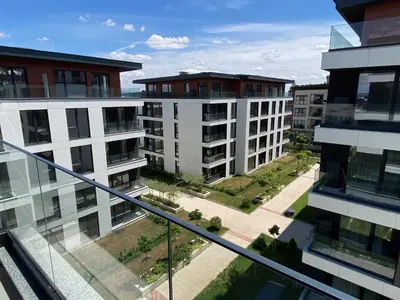 an aerial view of buildings in a city at Gran Capital - Vodolei Park, FREE parking in Sofia