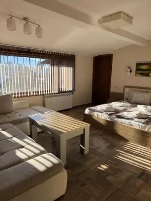 a room with two beds and a table and a couch at Mineral 56 in Banya