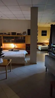 a large room with a bed and a couch at Apartments in Ramada 2 Complex in Bansko