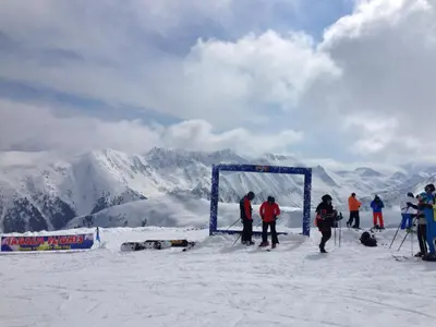 a group of people on top of a snow covered mountain at Belvedere Holiday Club 2Bedroom Apartment F201 in Bansko
