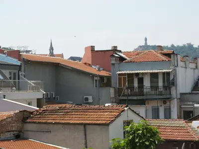 a group of buildings with red roofs at Kapana Plovdiv in Plovdiv