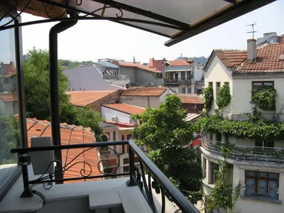 a view from the balcony of a building at Kapana Plovdiv in Plovdiv