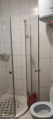 a bathroom with a shower with a toilet at Gondola area, Cedar Lodge 4, apart D30, Bansko in Bansko