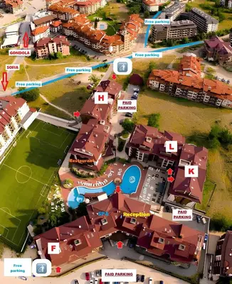 an aerial view of a city with houses and buildings at Deluxe Apartment In Belvedere With Terrace in Bansko