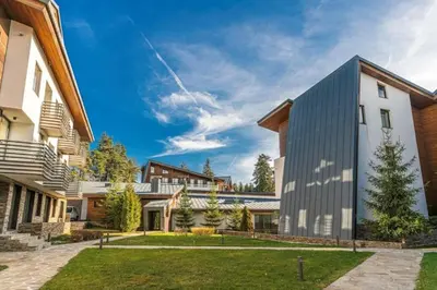 a view of the courtyard of a house at Large One Bedroom Flat - Mountain Bliss in Borovets