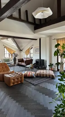 a large living room with couches and a couch at Stylish Two Bedroom Family Villa in Sopot