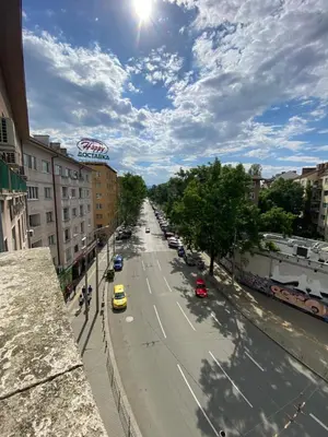 a view of a city street with cars and buildings at Sofia Office Loft in Sofia