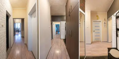 two views of a hallway in a house at Megan apartment Sofia Mall center in Sofia