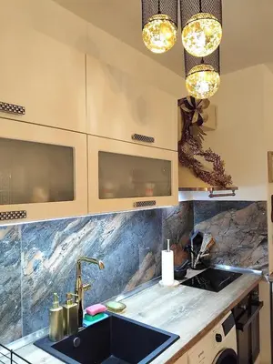a kitchen with a sink and a counter top at Art Apart - Top Center in Sofia