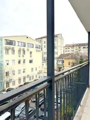 a balcony with a view of a parking lot at Old City Views - Luxury 2BDR Apt & Free Parking in Sofia