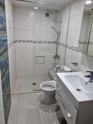 a bathroom with a shower and a toilet and a sink at Fast Wi-Fi, Kitchen, In Sofia in Sofia
